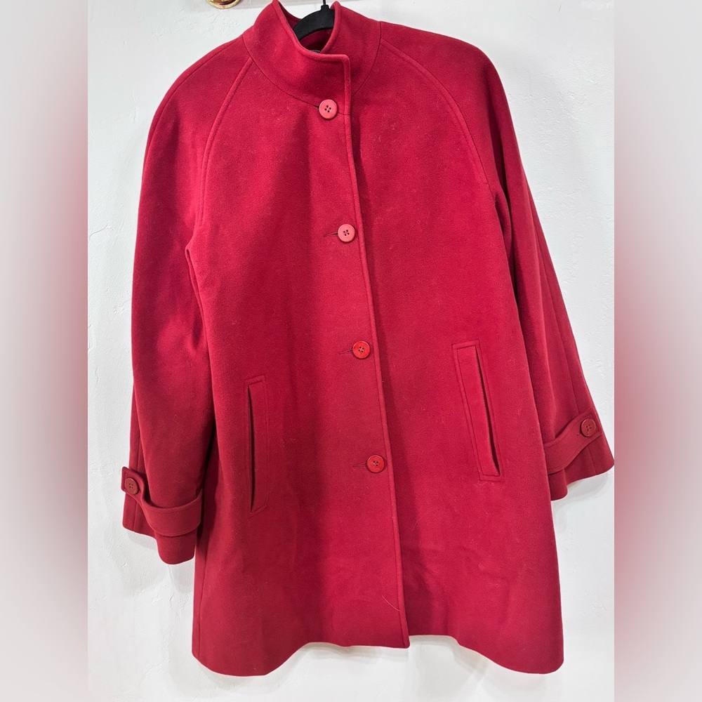 NWOT Jones New York Women’s Stand up Collar Red Wool Cashmere Coat - Sz 14